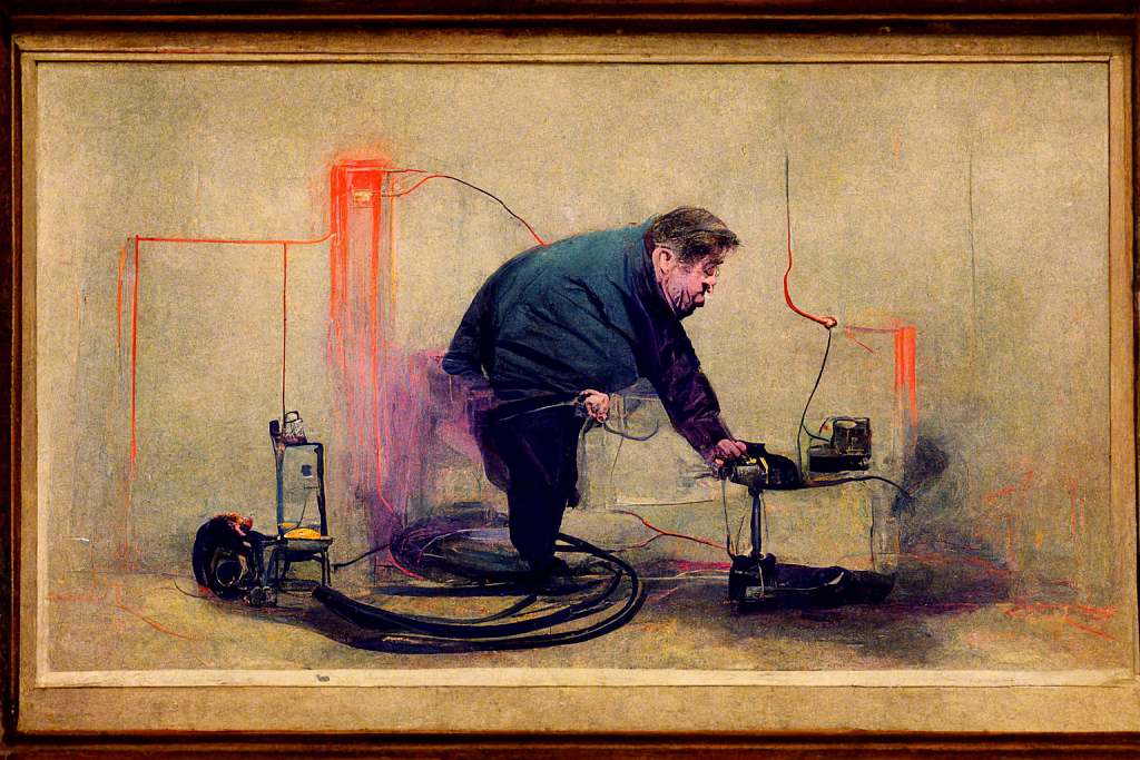 Francis Bacon repairing his vacuum cleaner 2